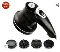  AGARO Atom Electric Handheld Full Body Massager with 3 Massage Heads & Variable Speed Settings for Pain Relief and Relaxation, Back, Leg & Foot, Black 