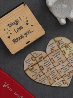 eCraftIndia Brown Valentine Puzzle Wooden Gift Set