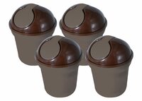 WONDER Homeware Server Euro Dustbin for Car/Desk, Set of 4 Pc Dustbin 2 LTR, Coffee Color