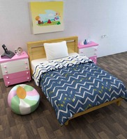 Blue Polyester Reversible 120 GSM Single Bed Kids Dohar, By Divine Casa