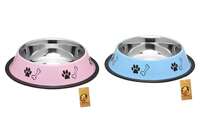 Foodie Puppies Stainless Steel Paw Bone Printed Bowl for Dogs, Cats & Any Pets I Non-Skid Rubber Bottom Food/Water Bowl