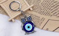 Blue Beads Blue and Silver Evil Eye Keychain for Bike/Car Gifting with Key Ring Anti-Rust (Pack of 1)