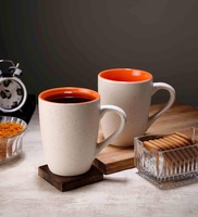 Marble 300Ml White Ceramic (Set Of 2 ) Coffee Mug, By Cdi