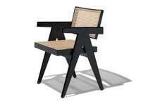 Nordic Solid Wood Real Rattan Dining Chair Ins Medieval Chair (Black) Apply 30% coupon
