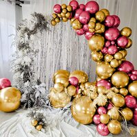 Just Party 25Pcs Red & 25Pcs Golden Metallic Chrome Balloons with Shiny Surface For Birthdays/Anniversary/Engagement/Baby Shower/bachelorette Party Decorations (Pack of 50)