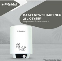 Bajaj New Shakti Neo 25L Vertical Storage Water Heater| Star Rated Geyser| Water Heating with Titanium Armour & Swirl Flow Technology| Glasslined Tank| Wall Mounting| 1-Yr Warranty by Bajaj| White 