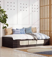 Crux Single Bed In Columbian Walnut Colour With Box Storage | Wakefit