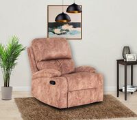 Peachtree Single Seater Manila Swed Fabric Recliner with Cup Holder (Light Brown)