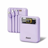 Foxin All-in-One Power Bank 10000 mAh - Built-in Charging Cables - BIS Certified Powerbank Fast Charging - 22.5W QC+PD