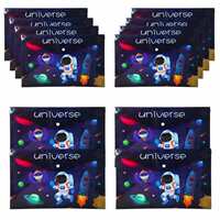 PARTEET 12Pcs Space Theme Documents File Storage Bag with Snap Button Closer A4, Legal Size Certificate Document File Folder for Home, Office, School, Kids Party Favour, Return Gift for Kids