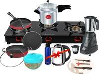Lifelong LLCMBGS07 Family Pack Combo Glass Manual Gas Stove (3 Burners)