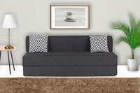 Peachtree Zoe Three Seater Sofa with Cum Bed Without Arm Jute Fabric (Dark Grey)
