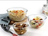 [150 coupon] CELLO Ornella Toughened Glass Mixing Bowl Without Lid | Microwave Safe & Dishwasher Safe | Clear & Non- Porous Glass | Scratch Resistant | Transparent | (500ml, 1000ml, 1500ml), Set of 3