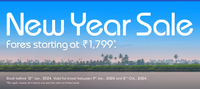 GoIndigo New Year Sale-Fares Starting  from Rs.1799 