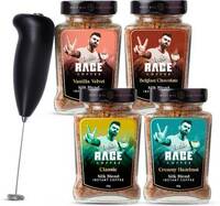 RAGE Silk Combo 60gx4- Classic, Belgian Chocolate, Creamy Hazelnut, Vanilla + Frother Instant Coffee  (5 x 60 g, Assorted Flavoured)