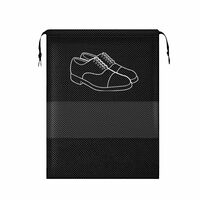 XML Shoe Bag Pouch Cover for Travel Gym Storage Organizer Accessories Non-Woven (Pack OF-2/BLACK)