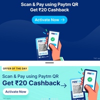 Paytm: Get Flat Rs.20 Cashback on Scan & Pay of Rs.15 or more (User Specific)