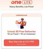 Swiggy- Get Swiggy one lite membership 3 months @ 10 (User Specific)