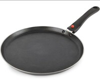 [150 coupon] Cello Non Stick Dosa Tawa Induction Base with Detachable Handle, 280 mm Hammered Toned,Aluminium, Black 