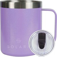 [100 coupon] SOLARA Insulated Coffee Mug with Lid, Travel Mug with Lid, Stainless Steel Hot Water Cup, Travel Mugs for Hot and Cold with Handle, Insulated Cup for Office, Home, Hot Tea Cup, 350ml, Lilac Mist
