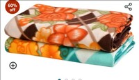 BSB HOME® Printed Polar Fleece Single Bed All Season Blanket/Comforter/Dohar 250TC - Pack of 2 (58x88 Inch, Multicolour, Pink, Orange, Rust and Red) 