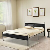 Amazon Brand - Solimo Darius Metal Queen Size Bed with Upholstered Headboard (Metal, Black)