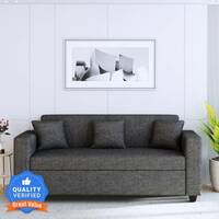 Bharat Lifestyle Lexus Fabric 3 Seater Sofa  (Finish Color - Dark Grey, DIY(Do-It-Yourself))