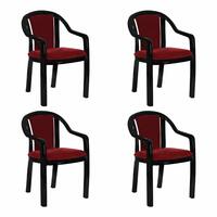 Supreme Ornate Plastic Cushion Chair for Home, Office and Outdoor Areas (Set of 4, Black and Red)