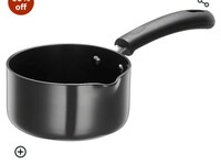 Amazon Brand - Solimo Hard Anodized Saucepan with Bakelite Handle (900ml)- Non- Induction, Aluminium, Black