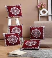 Maroon Chenille Cushions & Pillows Cover (Set of 5), By ERIC LONDON