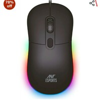 Ant Esports GM40 Wired Optical Gaming Mouse with RGB LED, Lightweight and Ergonomic Design, DPI Upto 2400, Compatible with Windows and Mac 