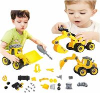 Umadiya® Branded Push and Go Vehicles Set, 4 Pack DIY Take Apart Toys Trucks with 1 Screwdriver Tools, Kids Building Cars Birthday for Boys Toddlers 3 to 10 Year Old (Toy Vehicle Playsets)