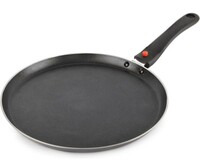[125 coupon] Cello Non Stick Dosa Tawa Induction Base with Detachable Handle, 280 mm Hammered Toned,Aluminium, Black
