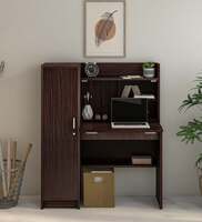 Nakamura Hutch Desk in Dark Brown Finish,