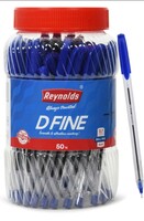 Grab Fast! Reynolds D FINE BALLPEN - BLUE | PACK OF 50 | Ball Point Pen Set With Comfortable Grip | Pens For Writing | School and Office Stationery | Pens For Students | 0.7 mm Tip Size