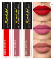 BLUSHIS Non Transfer Professionally Longlasting Liquid Lipstick Combo Set Of 3pc  (multicolour, 12 ml)