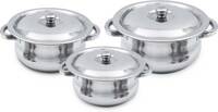 LIMETRO STEEL Stainless Steel 3 Pieces Cookware Set/ Handi Set with Lid Cookware Set (Stainless Steel, 3 - Piece)