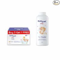 Bumtum Paraben Free Baby Soap (4N x 50 Gram) & Baby Talc Powder (200 Gram) Combo