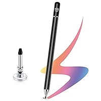 Tukzer Universal Stylus Pen for Smartphone/Tablet/iPad/Pro/Air/iPhone/iOS/Android/All Touch Screens Devices| Fine Point Disc Tip, Lightweight Aluminum Body Magnetic Cap Drawing Writing (Black