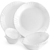 [100 coupon] Cello Opalware Imperial Series Plain Dinner Set, 6Pcs | Opal Glass Dinner Set of 6 | Light-Weight, Daily Use Crockery Set for Dining | White Plate and Bowl Set
