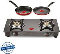 Pigeon Combo - Brunet Cooktop + Flat tawa 250 + Fry Pan 240 Stainless Steel Manual Gas Stove (2 Burners)