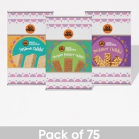 Go Desi Assorted Chikkis Combo 75pcs x15gm Each (25 pieces each - Sesame, Crushed Peanuts, Peanuts)