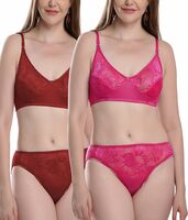 FIMS - Fashion is my style Soft Lycra Stretchable Bra Panty Set for Women, Non-Padded, Non-Wired, See The First Image to Check nos of Sets You Will Get