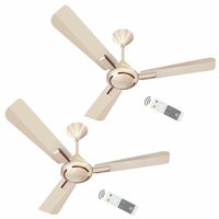 Havells Ambrose Decorative BLDC 1200mm Energy Saving with Remote Control 5 Star Ceiling Fan (Gold Mist Wood, Pack of 2)