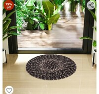 Kuber Industries Door Mat | Round Shape Feather Door Mat | Cotton Reversible Mat | Door Mat for Kitchen | Door Mat for Home | 16 Inch | Small | Brown