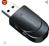  Pagaria 2 in 1 Bluetooth 5.0 Transmitter Receiver 3.5mm Stereo Audio Adapter with Mic, Easy Slide Switch Mode, Model: KN330 