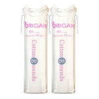 Origami Cotton Pads for Face Makeup Removal | Pre Makeup Cleansing | 80 Soft Round Pads - Pack of 2 (160 Pads)