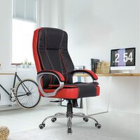 Green Soul® Vienna Premium Leatherette Office Chair, High Back Ergonomic Home Office Executive Chair with Spacious Cushion Seat & Heavy Duty Metal Base (Black & Red)
