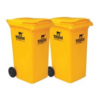Nilkamal Plastic 120 Ltr Wheel Garbage Dustbin (Pack of 2 Yellow & Yellow)