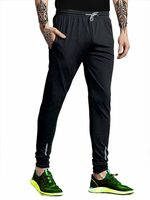  LookMark Men's Slim Fit Solid Lycra Blend Full Elastic Sport Wear Running Gym Stretchable Jogger Track Pant in Black Color 